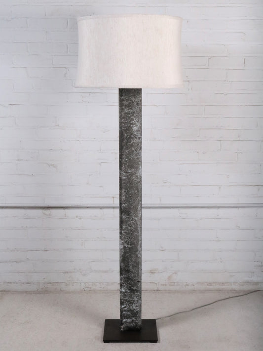 LF041-WH-IB Rectangle Post Floor Lamp w/ SH-19-DR-LINEN Shade