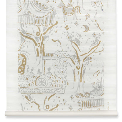 Carnival Toile/ Rex Wallpaper on Grasscloth/sold per 7-yard roll
