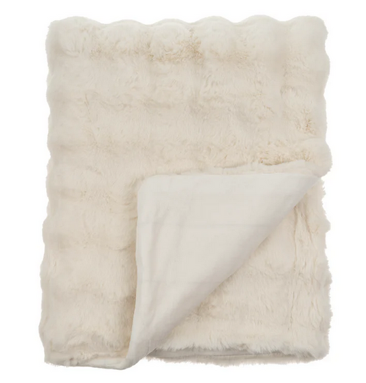 Faux Fur Throw, White