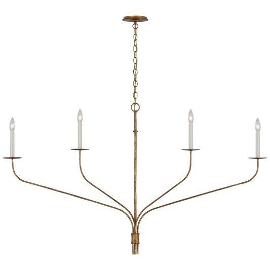 IKF 5755GI Belfair 4-Light Grande Linear Chandelier in Gilded Iron