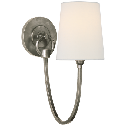 TOB 2125AN-L Reed Single Sconce in Antique Nickel with linen shade