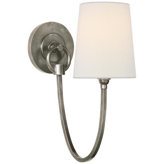 TOB 2125AN-L Reed Single Sconce in Antique Nickel with linen shade